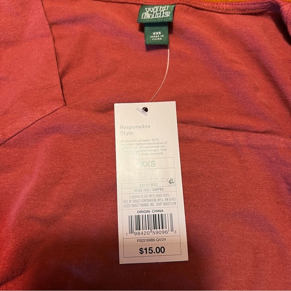 4/$20 NWT Wild Fable Rose Red Long Sleeve Ruched Square Neck Top XXS - Picture 5 of 6